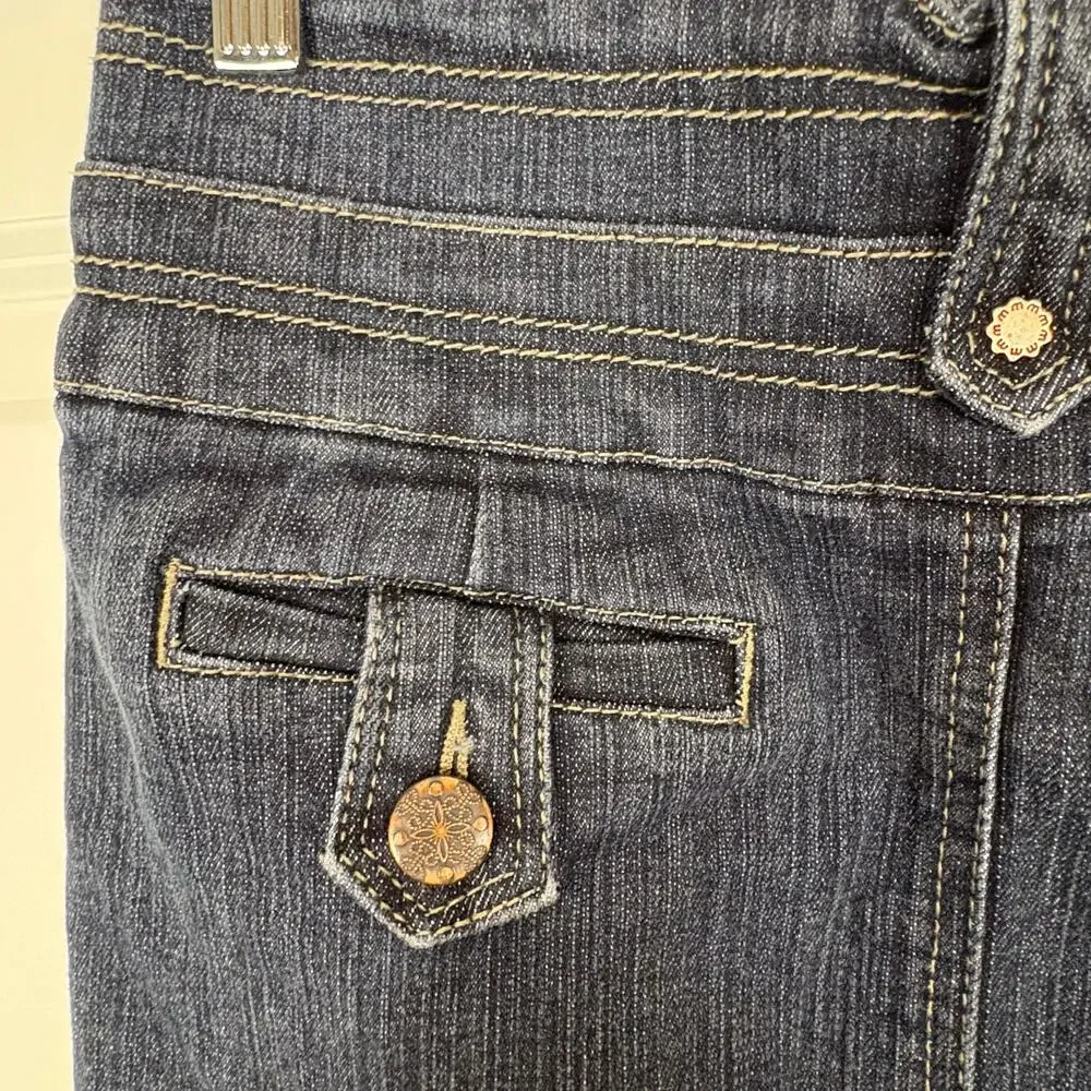 Yuva Denim Skirt Dark Wash Mid Length Low Rise Vintage Y2K Streetwear Medium